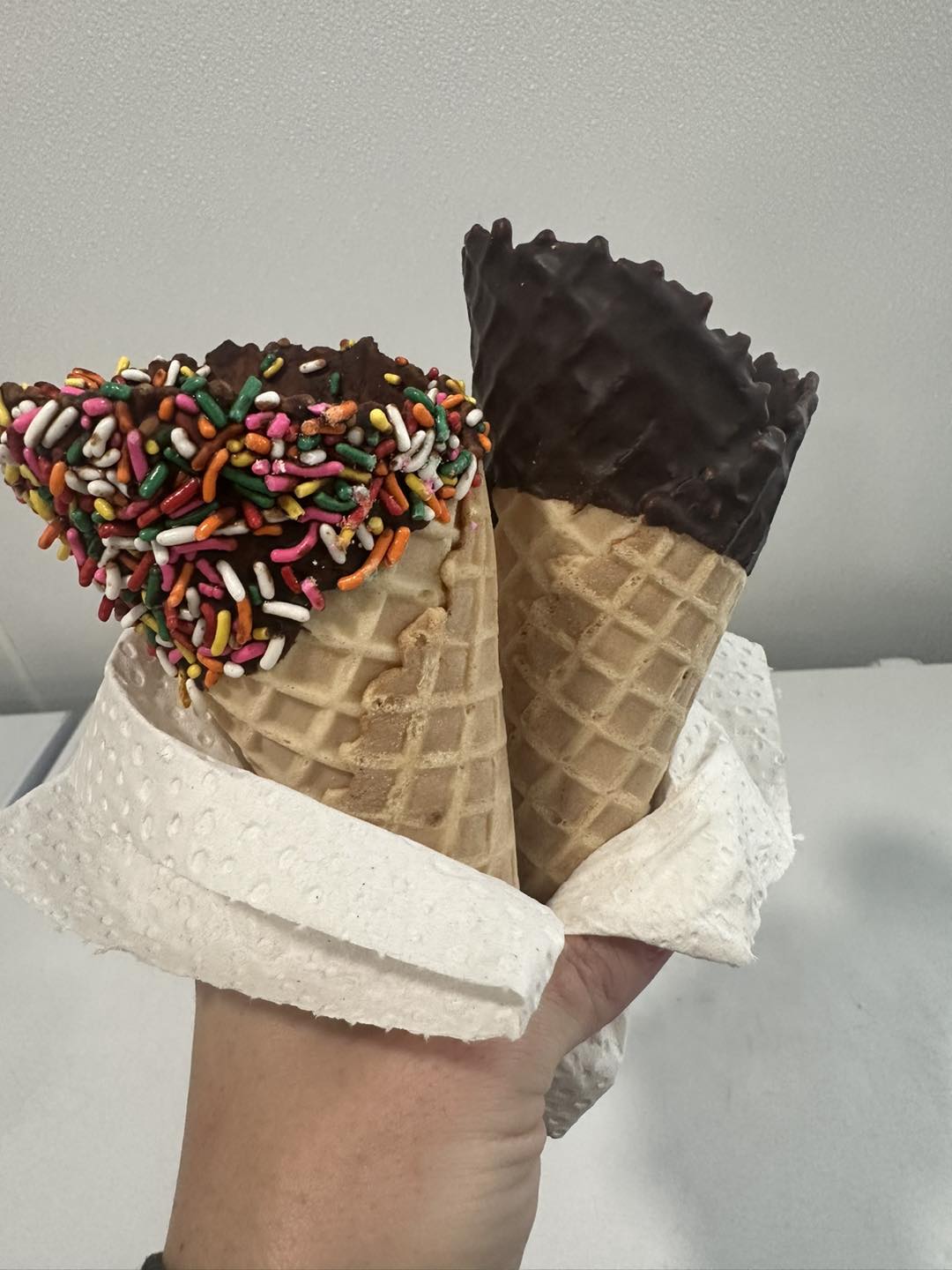 Chocolate Dipped waffle cones